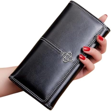Large Women's Leather Wallet with Multiple Card Slots