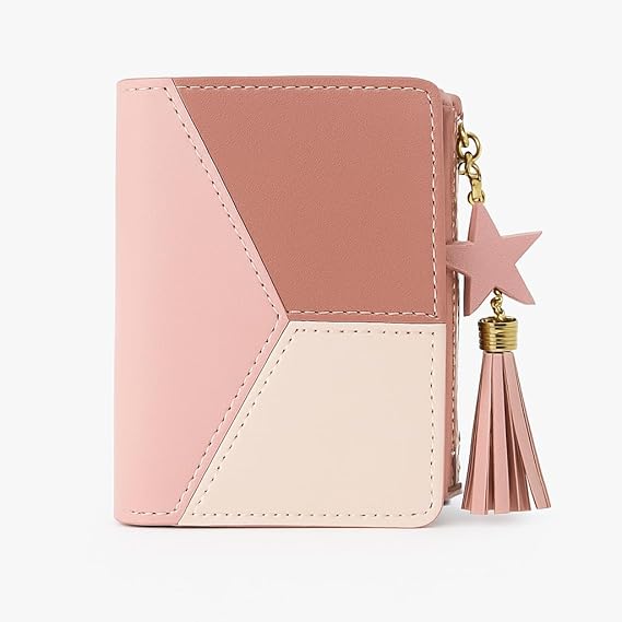 Women's Geometric Wallet with Colorful Tassel Pendant
